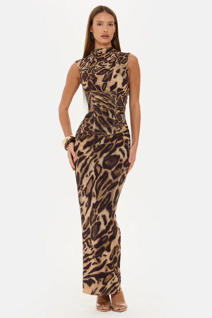 Sexy Sleeveless Leopard-Print Slim-Fit Dress
