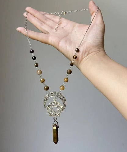 Vintage Metal Star Moon Universe Lariat Necklace