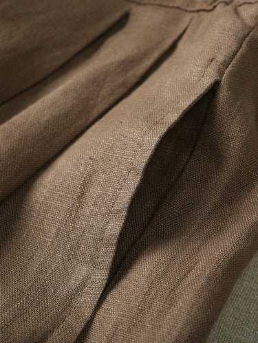 Loose Linen Loose Solid Bowknot Straight Pants
