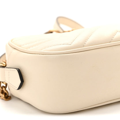 Calfskin Matelasse Mini GG Marmont Chain Shoulder Bag White