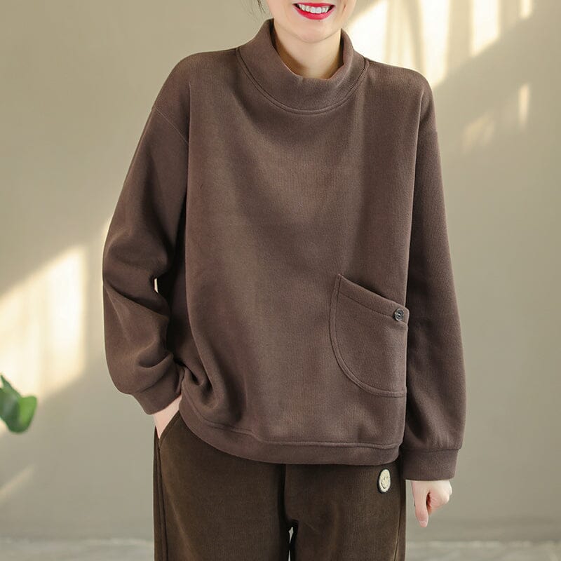 Autumn Winter Solid Loose Cotton Furred Sweater