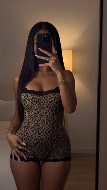 Leopard Print Lace Trim Spaghetti Strap Romper