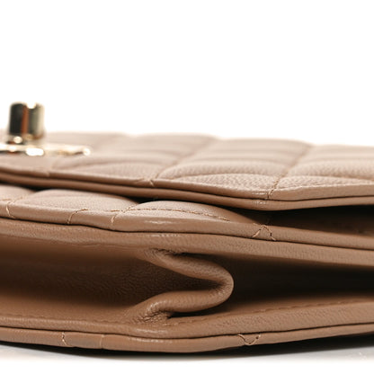 Lambskin Quilted Trendy CC Wallet On Chain WOC Beige