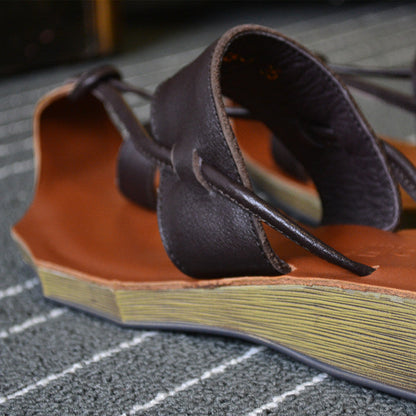 2022 Casual Retro Leather Handmade Slippers Plus Size