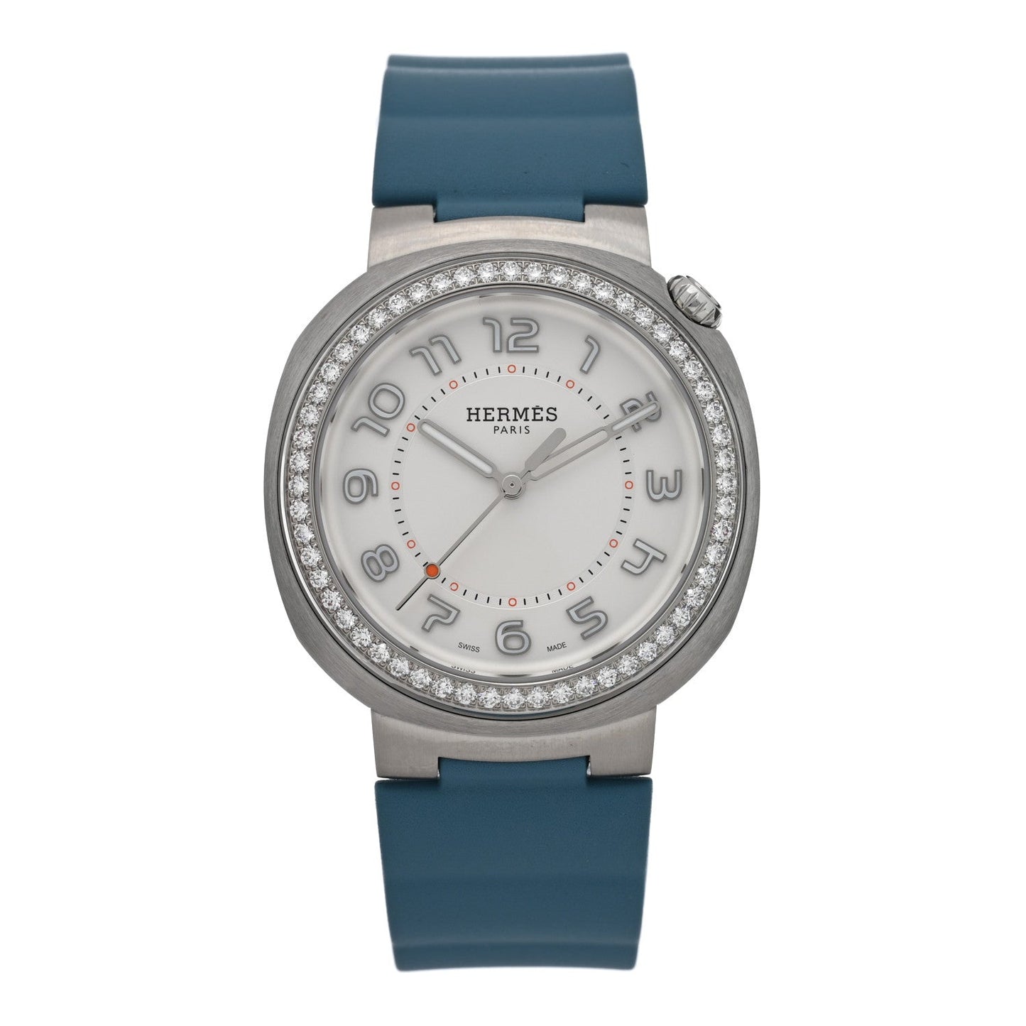 Stainless Steel Rubber Diamond Bezel 36mm Cut Automatic Watch Bleu Brume