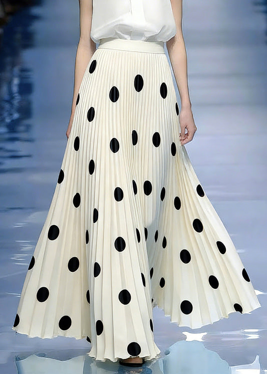 Handmade Beige Print Elastic Waist A Line Skirts Spring