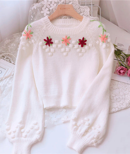 Sweet flowers long sleeve sweater