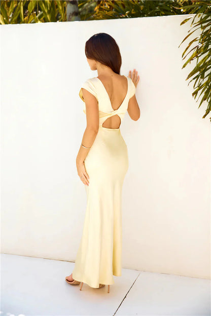 Because You're Special Satin Maxi Dress Yellow