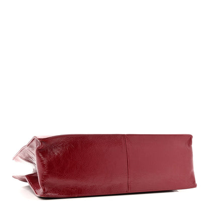 Shiny Aged Calfskin Shopping Bag Red