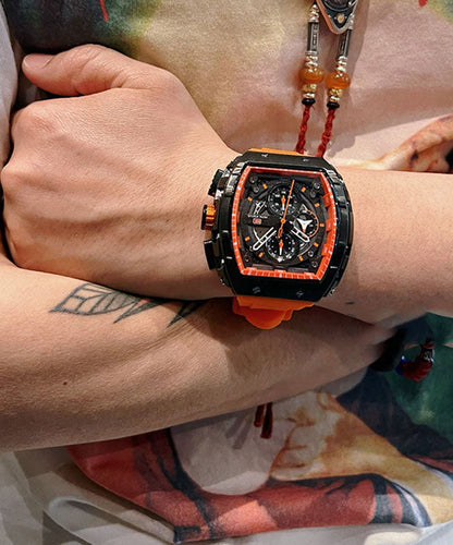 New Black Silicone Rubber Alloy Reinforced Glass Watches