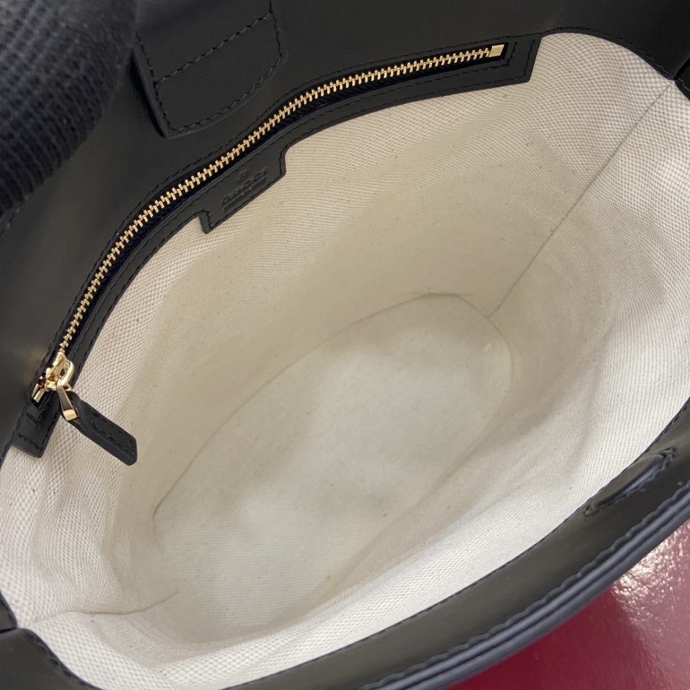 GUCCI 73 SMALL BUCKET BAG BLACK SMOOTH LEATHER 20CM 833660 AAEC2 1000