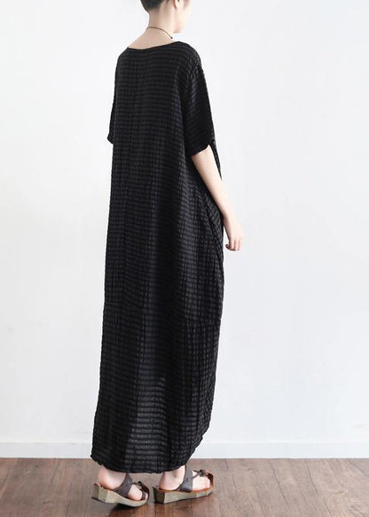 Elegant o neck linen clothes Tutorials black Dress summer