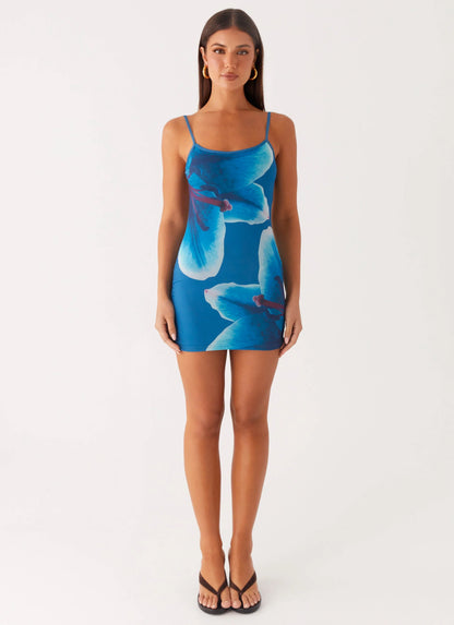 Althena Mini Dress - Turquoise Floral