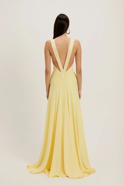 Temperament Deep V-neck Slim-Fit Personality Back Dress