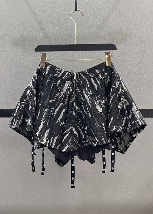 Black High Waist Zippered Tassel Skirts Asymmetrical