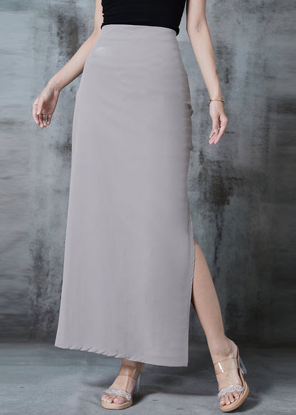 Chic Grey Side Open Silm Fit Spandex Wraped Skirts Spring