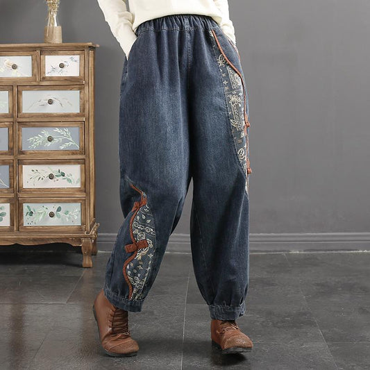 Retro Casual Patchwork Loose Harem Jeans