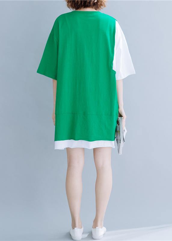 Organic green cotton tops women o neck half sleeve silhouette summer tops