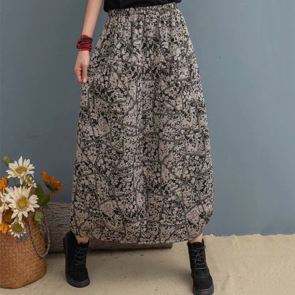 Ethnic Printed Elastic Waist Skirt