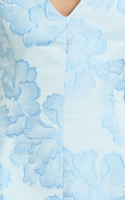 Gianni Mini Dress -  Plunge A Line Low Back Dress In Light Blue
