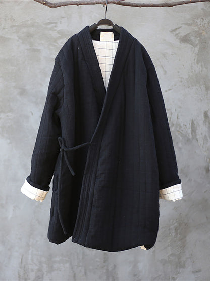 Women Winter Chinese Style Drawstring Pocket Coat