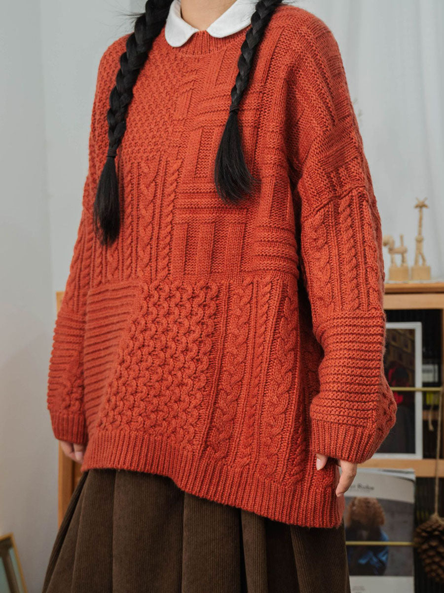 Winter Women Sweet Knitted Solid Loose Sweater