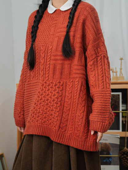 Winter Women Sweet Knitted Solid Loose Sweater