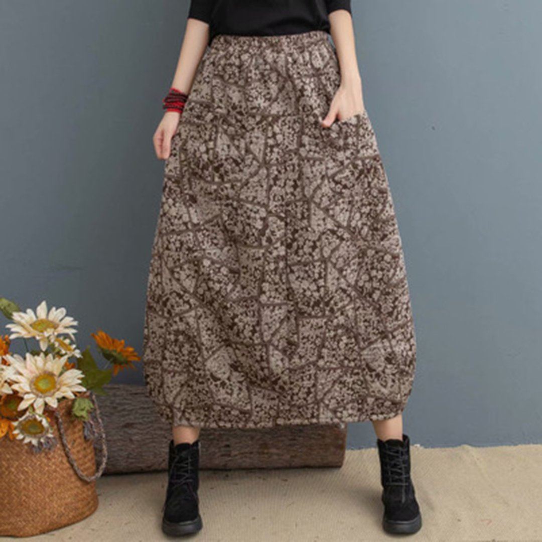 Ethnic Printed Elastic Waist Skirt