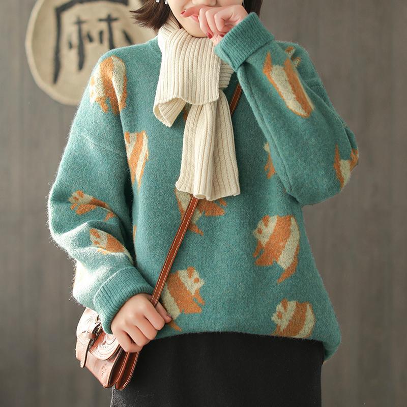 Cute Loose Core Yarn Round Neck Sweater