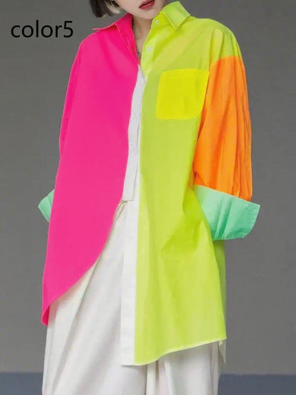 Unique Floral1 Asymmetrical Design Side Open Cotton Long Shirts Spring