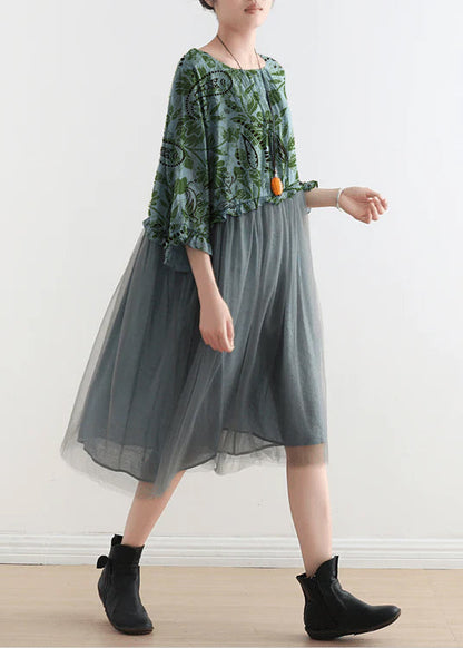 Light Print1 Tull Maxi dresses patchwork chiffon Summer Dresses