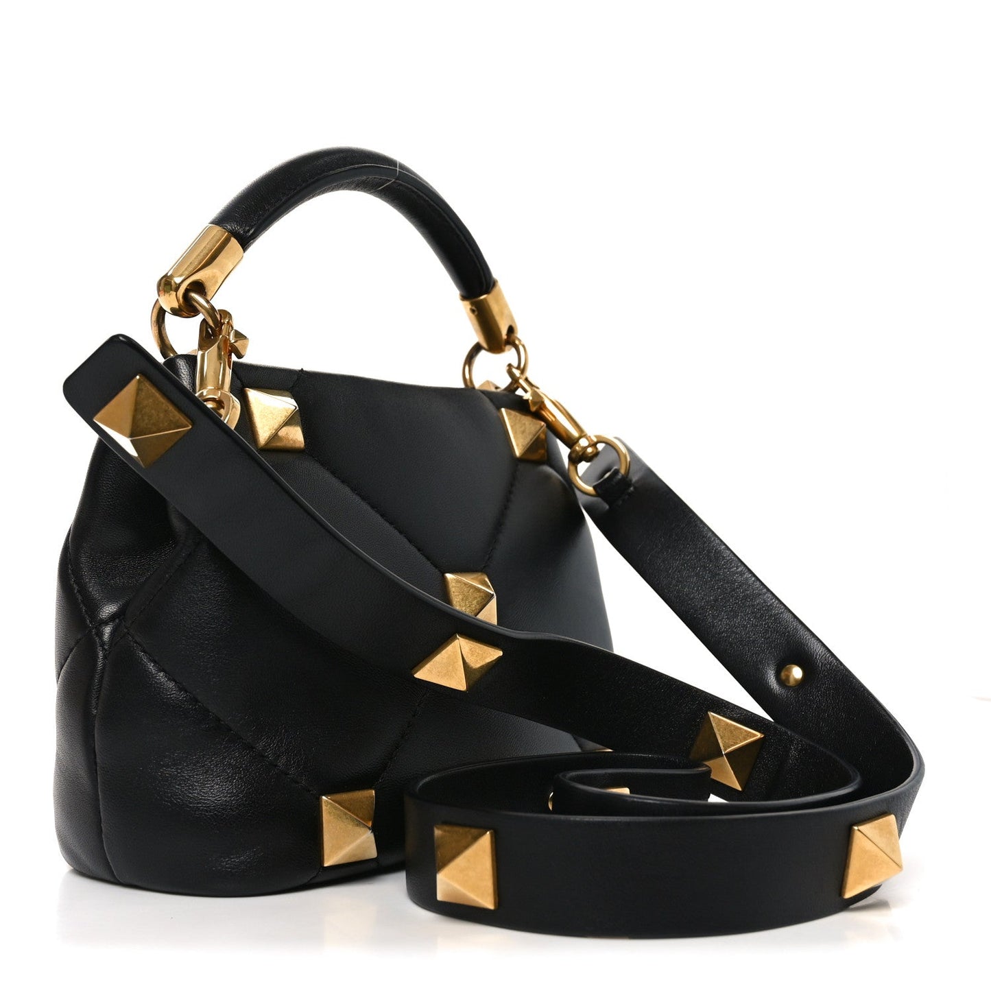 Nappa Mini Roman Stud The Handle Bag Black