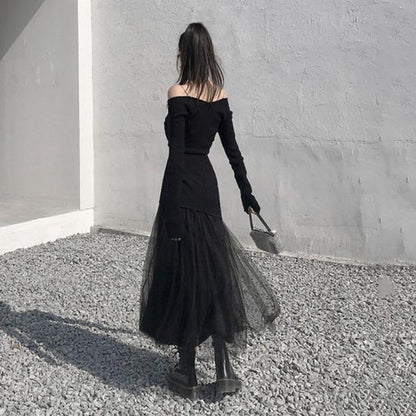 Fashion New Mesh Patchwork Skirt Solid Color Street Simplicity Temperament Trendy Skirt