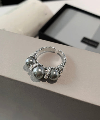 Original Design White Copper Overgild Pearl Rings