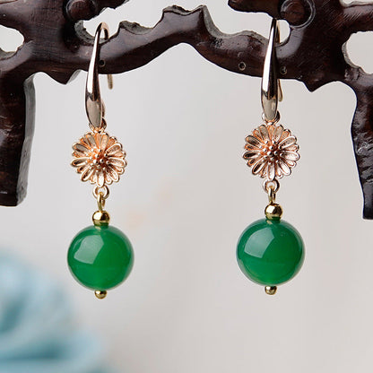 Daisy Green Onyx Earrings