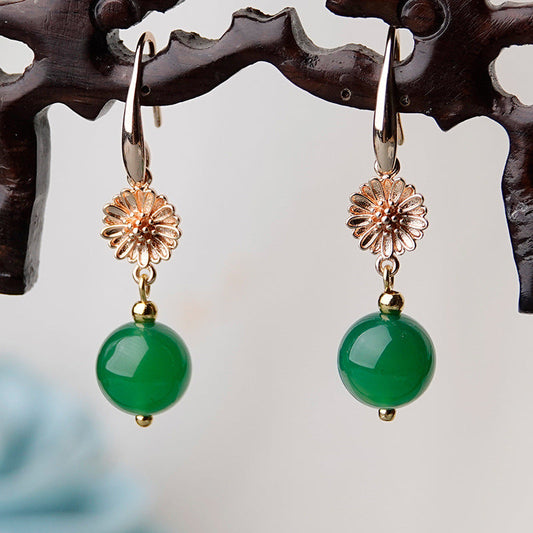 Daisy Green Onyx Earrings