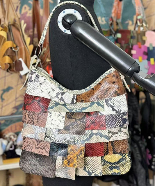 Vintage Colorblock Asymmetrical Patchwork Serpentine Shoulder Bags