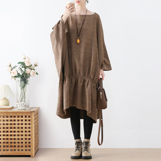 Women Autumn Cotton Loose Cotton Dress Plus Size