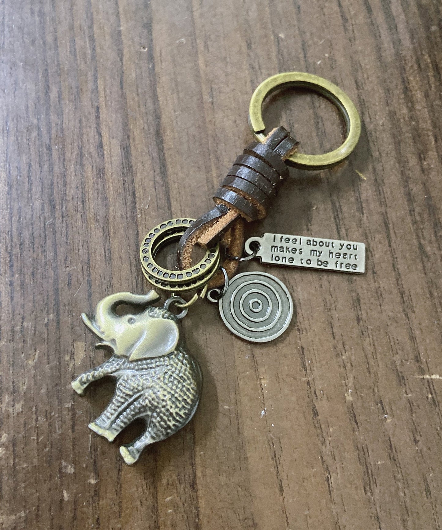 Vintage Hand Woven Cowhide Alloy Little Elephant Keychains