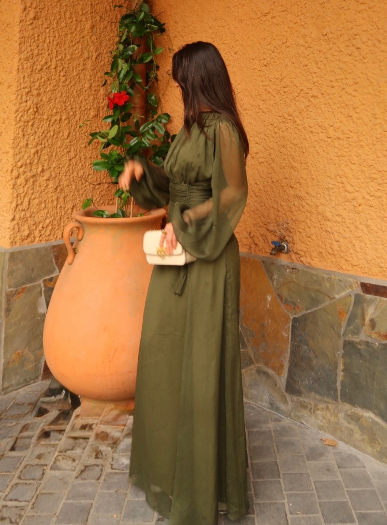 Sexy round Neck Loose Solid Color Waist Tight Dress