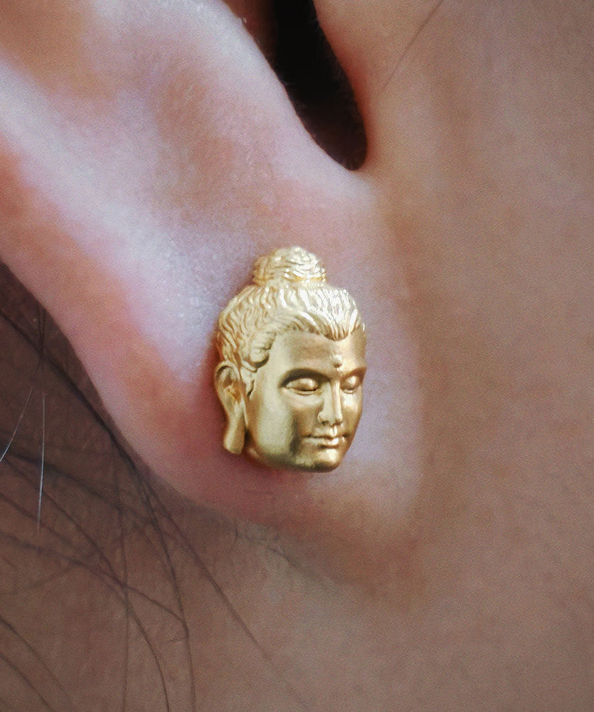 Original Design Silver Gold-Plated Buddha Earrings