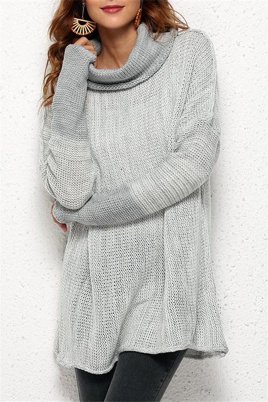 Spliced Turtleneck Loose Pullover Sweater