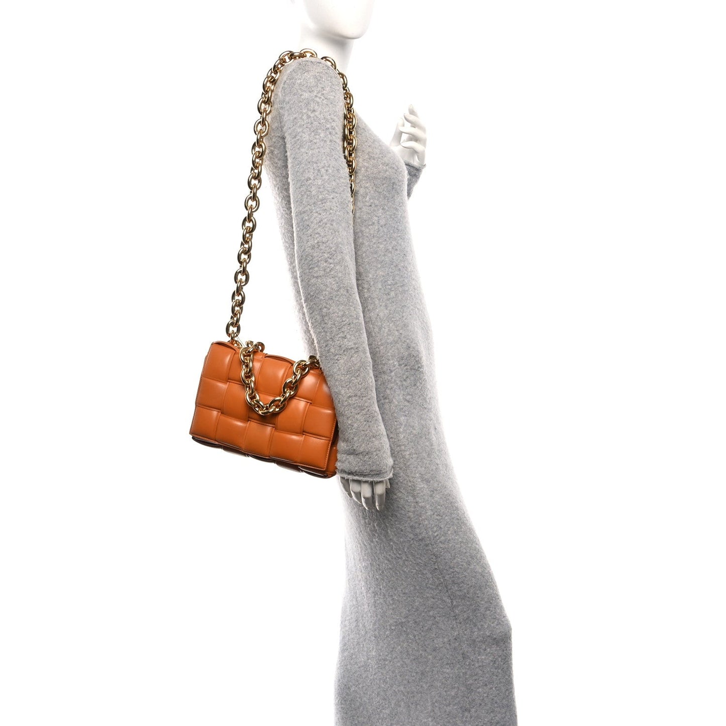 Lambskin Maxi Intreccio Padded Chain Cassette Crossbody Bag Clay