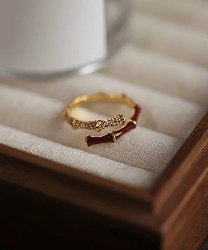 Light Luxury Exquisite Red Bamboo Zircon Rings