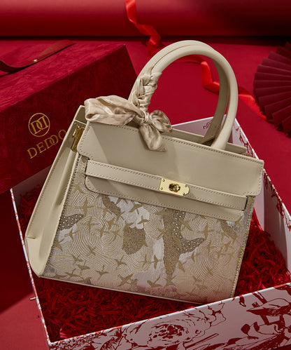 Classy Beige Embroidered Faux Leather Micro Bag