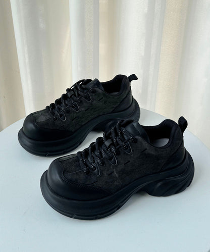 Casual Yellow Lace Up Suede Splicing Platform Flat Shoes