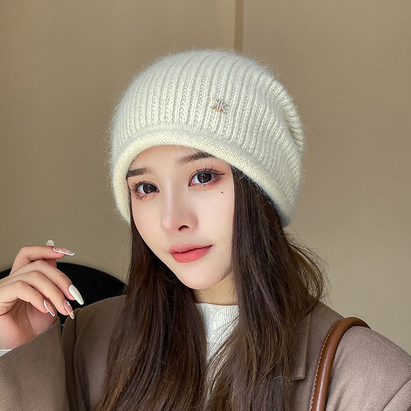 Women Winter Knitted Drawstring Hemming Warm Hat