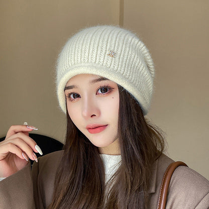 Women Winter Knitted Drawstring Hemming Warm Hat