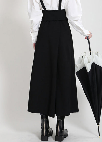 Fashion Black High Waist Side Open A Line Skirts Summe