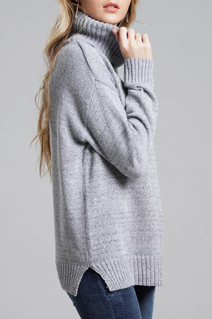 Casual Knit High Neck Loose Sweater
